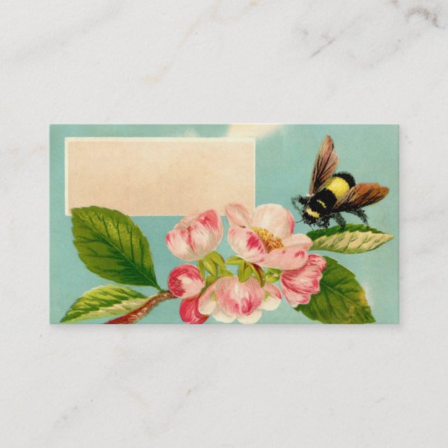 Vintage Bienen- und Blume-Calling Card Telefonnummerkarte (Vorderseite)