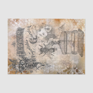 Vintage Bienen- und Blumengarten Seidenpapier