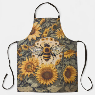 Vintage Bienen und Sonnenblumen Schürze