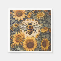 Vintage Bienen und Sonnenblumen