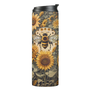 Vintage Bienen und Sonnenblumen Thermosbecher
