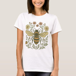 Vintage Bienen und wild lebende Blume | Botanische T-Shirt