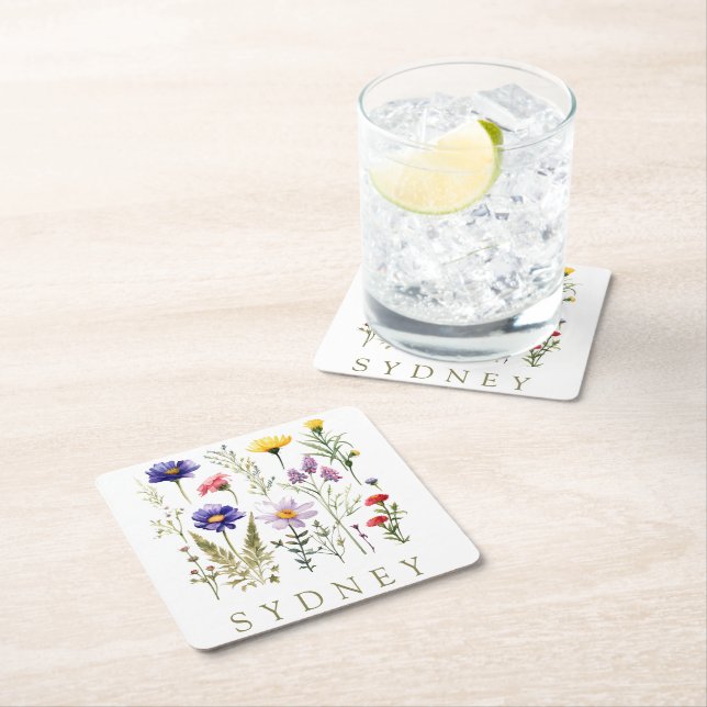 Vintage Bienen und wild lebende Blume Rechteckiger Pappuntersetzer (Vor Ort)