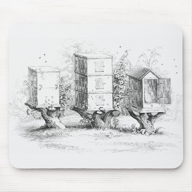 Vintage Bienenboxen Honig Mousepad (Vorne)