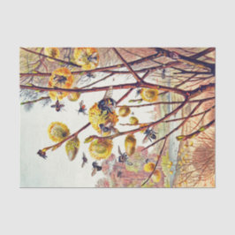 Vintage Bieneninsekten Frühlingsinsekten Willow Bl Seidenpapier