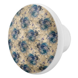 Vintage Bienenkönigin & Blue Rose Keramik Pull Keramikknauf