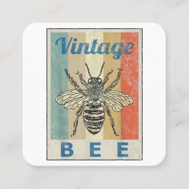Vintage Bienenkönigin Honey Beekeeper Quadratische Visitenkarte (Vorderseite)