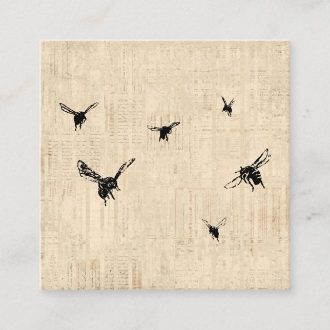 Vintage Bienenkunst Illustrierter Skriptstil Begleitkarte (Vorderseite)