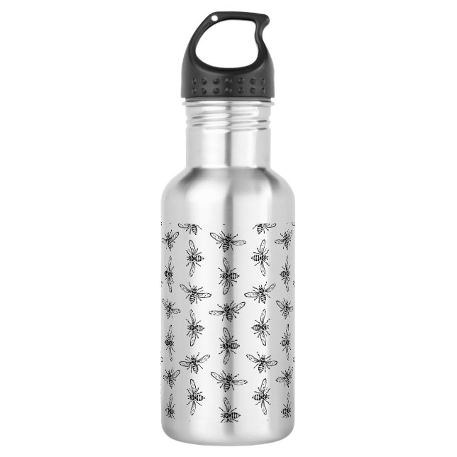 Vintage Bienenmuster-CUSTOM HINTERGRUNDFARBE Edelstahlflasche (Vorderseite)