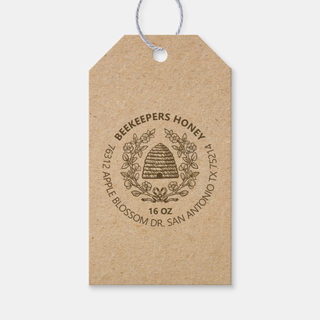 Vintage Bienenrustikale Honigmarke Geschenkanhänger (Vorderseite)