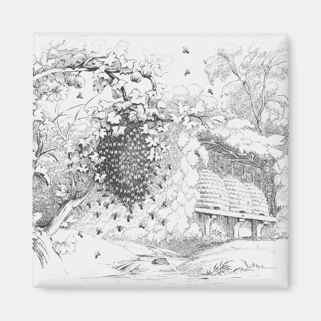 Vintage Bienenstöcke Magnet (Vorne)