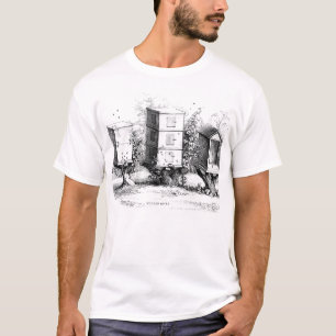 vintage Bienenstöcke schwarz, weiß Skizze T-Shirt
