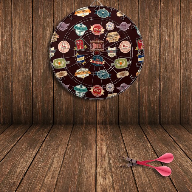 Vintage Bier-Etikettenkollektion Dartscheibe (Von Creator hochgeladen)