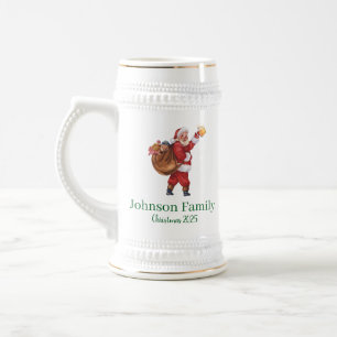 Vintage-Bier trinkender Weihnachtsmann Bierglas