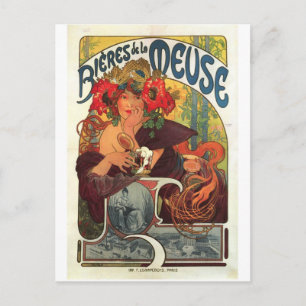 Vintage Bieres de la Meuse von Alphonse Mucha Postkarte