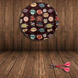 Vintage-Bieretiketten-Collage Dartscheibe