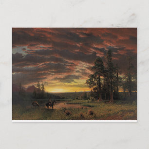 Vintage-Bierstadt-Gemälde Abend auf der Prärie Postkarte