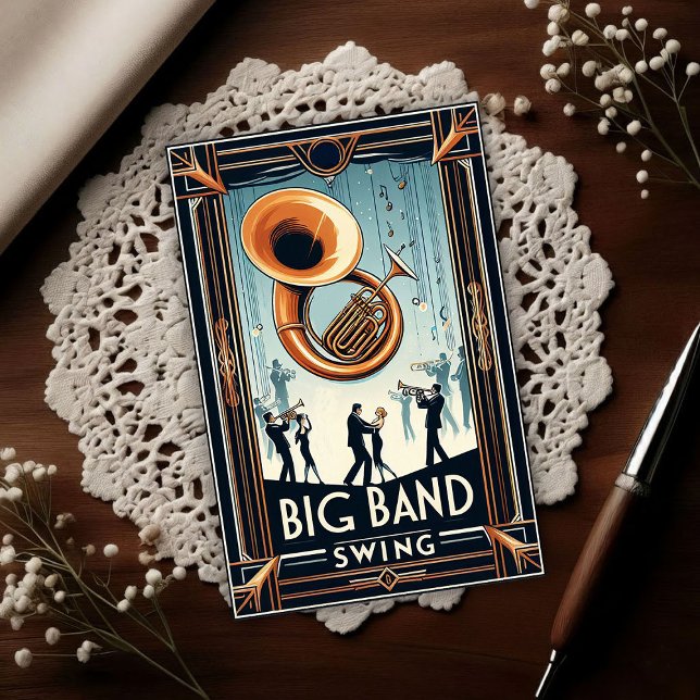 Vintage Big Band Swing-Tanz Postkarte (Von Creator hochgeladen)