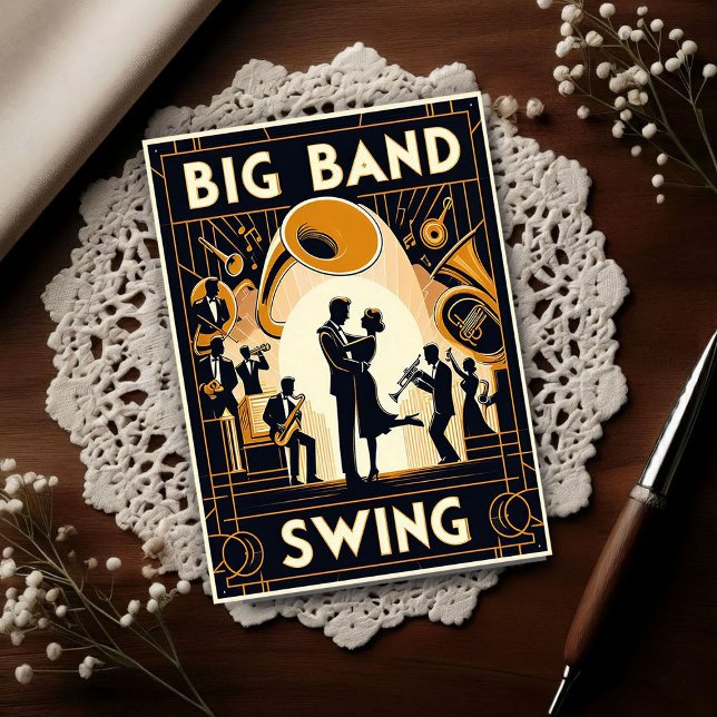 Vintage Big Band Swing-Tanz  Postkarte (Von Creator hochgeladen)