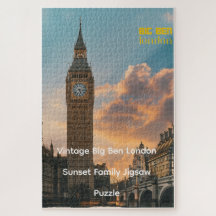 Vintage Big Ben London Sonnenuntergang Familien-Pu
