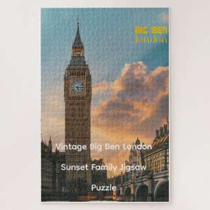 Vintage Big Ben London Sonnenuntergang Familien-Pu Puzzle