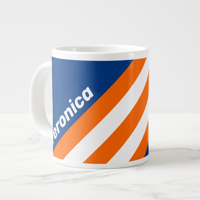 Vintage Big City Stripes with Name Jumbo-Tasse (Vorderseite Links)