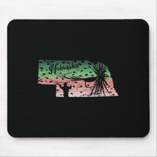 Vintage Big Fly Rainbow Foreut Nebraska Karte Fly Mousepad