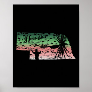 Vintage Big Fly Rainbow Foreut Nebraska Karte Fly Poster