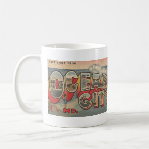 vintage Big Letter OCEAN CITY, MD Postkarte Kaffeetasse