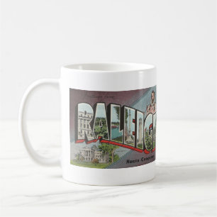 vintage Big Letter RALEIGH, NC Postkarte Kaffeetasse