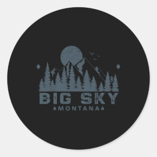 Vintage Big Sky Montana Mt Ski Berg Outdoor Va Runder Aufkleber