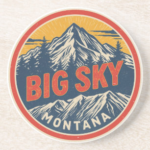 Vintage BIG SKY Montana-Ski Resort Bozeman Gebirge Getränkeuntersetzer