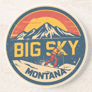 Vintage BIG SKY Montana Skigebiet Bozeman Gebirge Getränkeuntersetzer
