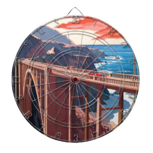 Vintage Big Sur Bixby Bridge USA Tourismus Dartscheibe