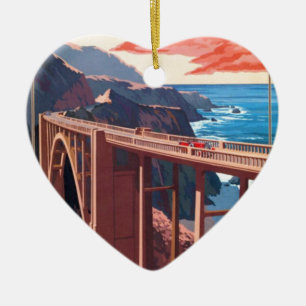 Vintage Big Sur Bixby-Brücke USA Tourismus Keramikornament