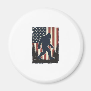 Vintage-Bigfoot-Amerikanische-Flagge-Wald-Vektor-D Magnet