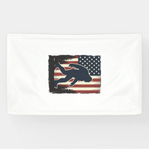 Vintage-Bigfoot-Amerikanische-Flagge-Wald-Vektorde Banner