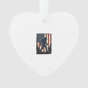 Vintage-Bigfoot-Amerikanische-Flagge-Wald-Vektorde Ornament