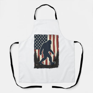 Vintage-Bigfoot-Amerikanische-Flagge-Wald-Vektorde Schürze