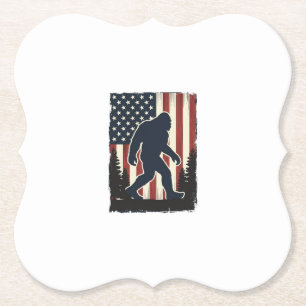 Vintage-Bigfoot-Amerikanische-Flagge-Wald-Vektorde Untersetzer