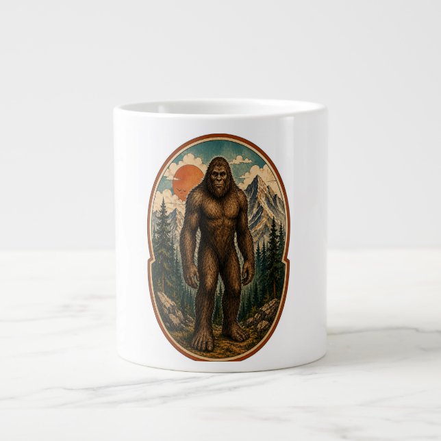 Vintage Bigfoot Bergwächter Aquarell Krypta Jumbo-Tasse (Vorderseite)