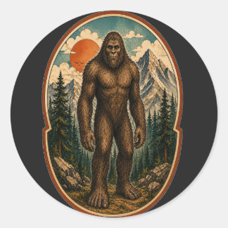 Vintage Bigfoot Bergwächter Aquarell Krypta Runder Aufkleber