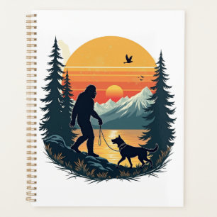 Vintage Bigfoot gehender Hund Berg Sonnenuntergang Planer