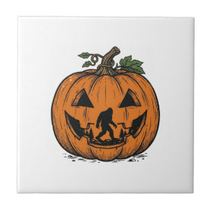 Vintage-Bigfoot-Kürbis-Halloween-Vektordesign_1 Fliese