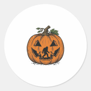 Vintage-Bigfoot-Kürbis-Halloween-Vektordesign_1 Runder Aufkleber
