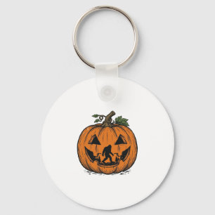 Vintage-Bigfoot-Kürbis-Halloween-Vektordesign_1 Schlüsselanhänger