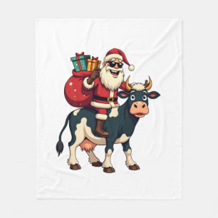 Vintage Bigfoot Weihnachtsmann reitet Kuh Weihnach Fleecedecke