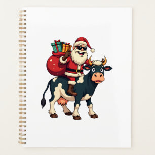 Vintage Bigfoot Weihnachtsmann reitet Kuh Weihnach Planer