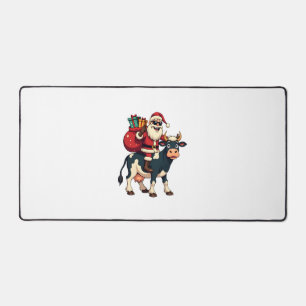 Vintage Bigfoot Weihnachtsmann reitet Kuh Weihnach Schreibtischunterlage