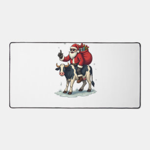 Vintage Bigfoot Weihnachtsmann Reitet Kuh Weihnach Schreibtischunterlage